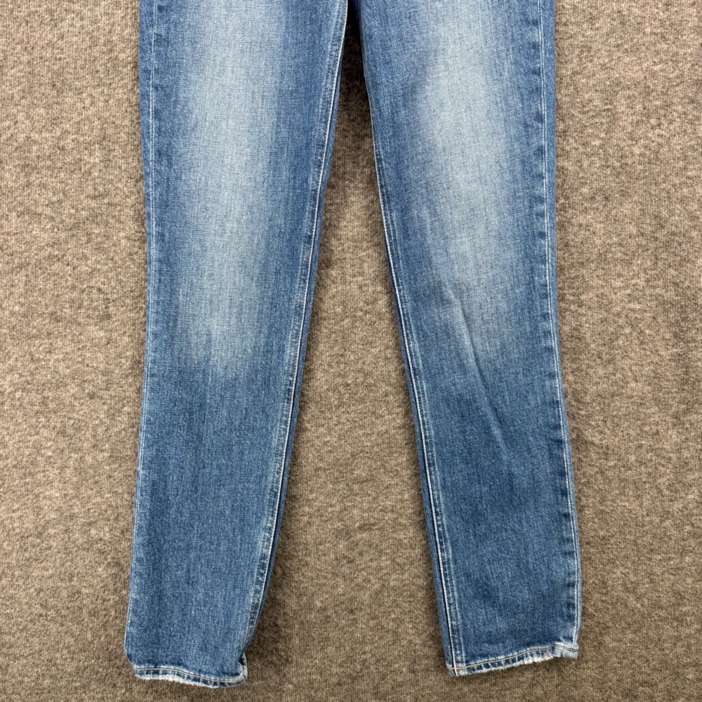 Paige Hoxton slim High Rise Straight Leg Jeans Medium Wash Raw Hem Size 24 - Picture 4 of 12